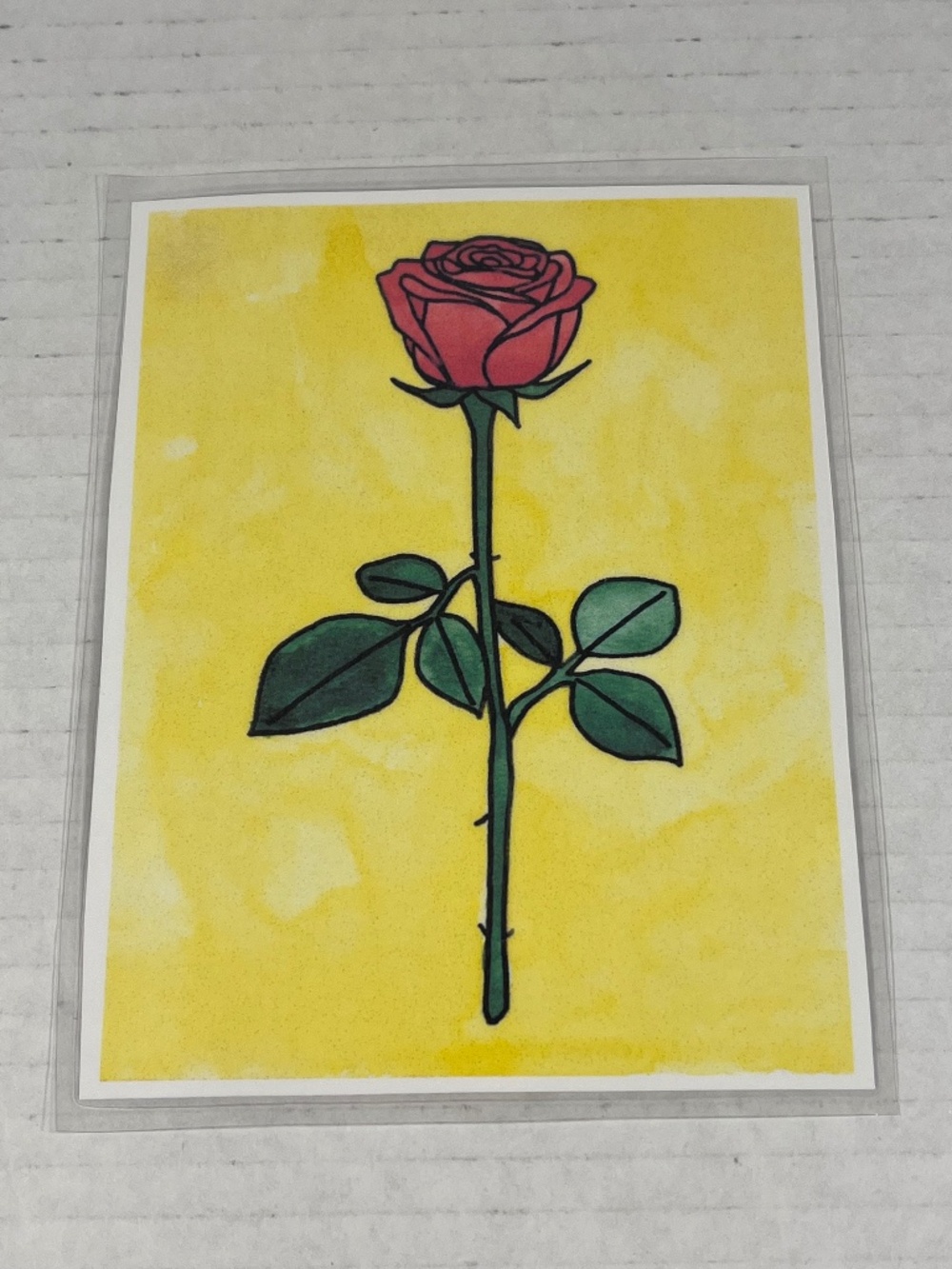 Rose Watercolor Painting Art Print Laminated ~4.25 x 5.5 inches